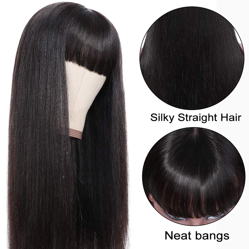 Best Quality Virgin Hair Silky Straight Brazilian Human Hair Wigs With Bang Lace Front Wigs For Women - Image 3