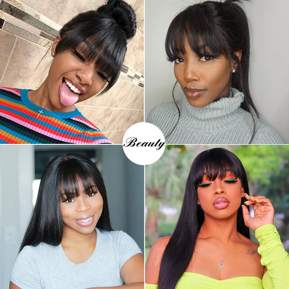 Best Quality Virgin Hair Silky Straight Brazilian Human Hair Wigs With Bang Lace Front Wigs For Women - Image 6