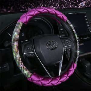 Car steering wheel cover winter plush set web celebrity goddess personality creative cute cartoon set diamond interior supplies